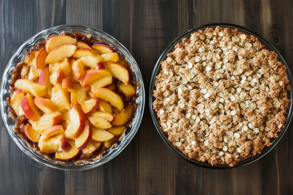 peach crumble and a peach crisp