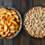 peach crumble and a peach crisp